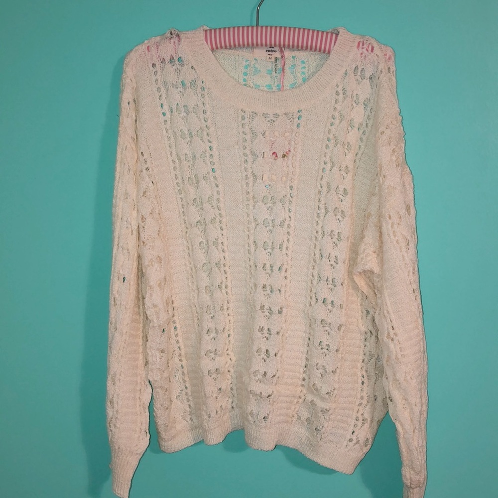 Ladies Summer Cream knit Sweater